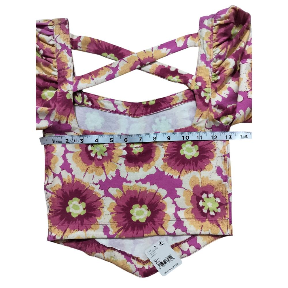 New Free People Women's Give Me More Floral Pink Crop Top Size XS - Picture 8 of 10